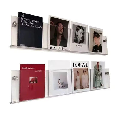 Luxora Floating Acrylic Wall Shelves-  2 Pack Modern Book Magazine Storage Rack
