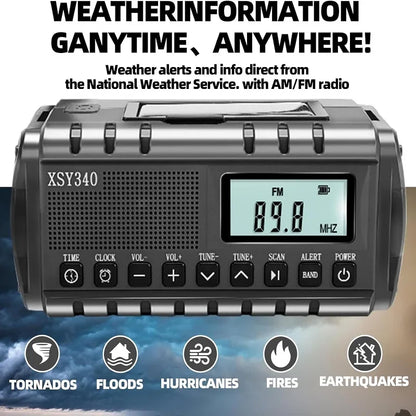 Emergency Radio 10000 Solar Hand Crank AM/FM/SW/NOAA Weather Alert Radio with Headphone Jack Flashlight Reading Lamp SOS Alarm