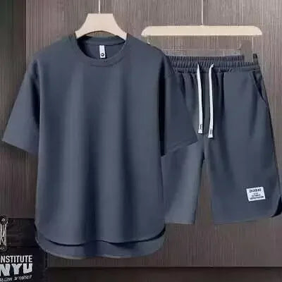 Męski komplet dresowy na lato – T-shirt z krótkim rękawem i szorty z kieszeniami