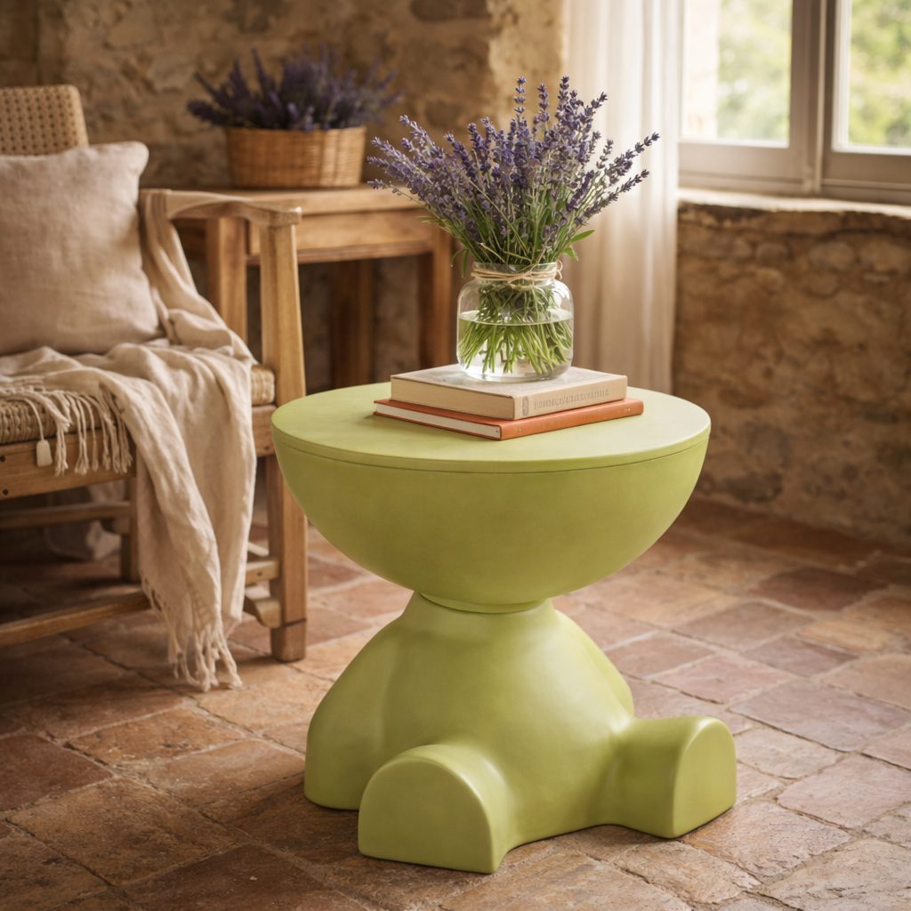 Table d’appoint noire multifonction – design original en résine