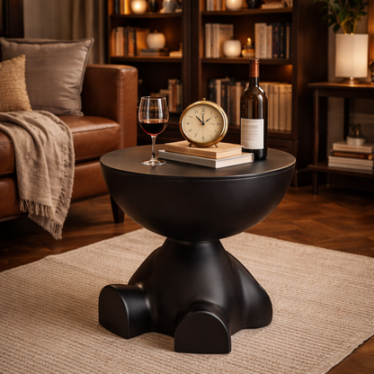 Table d’appoint noire multifonction – design original en résine