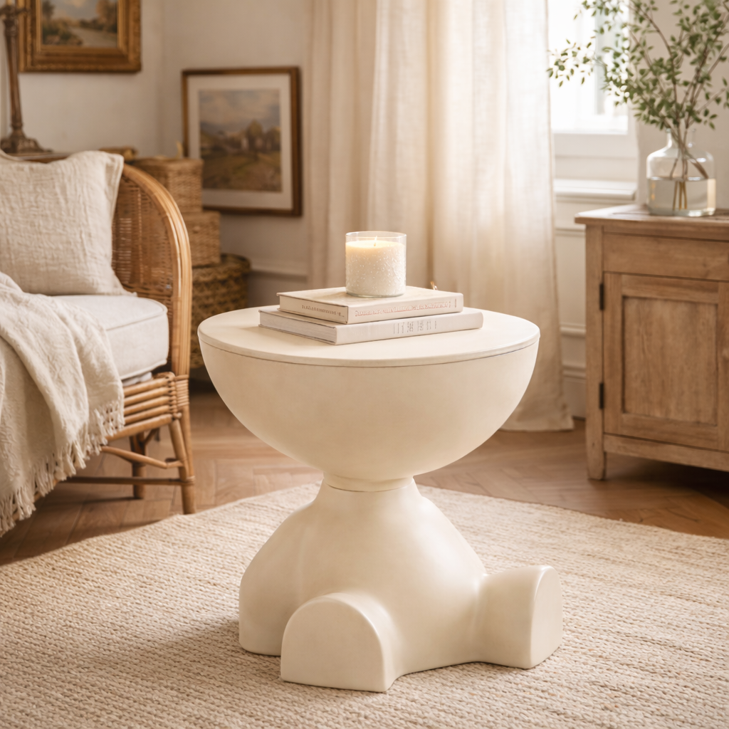 Table d’appoint noire multifonction – design original en résine