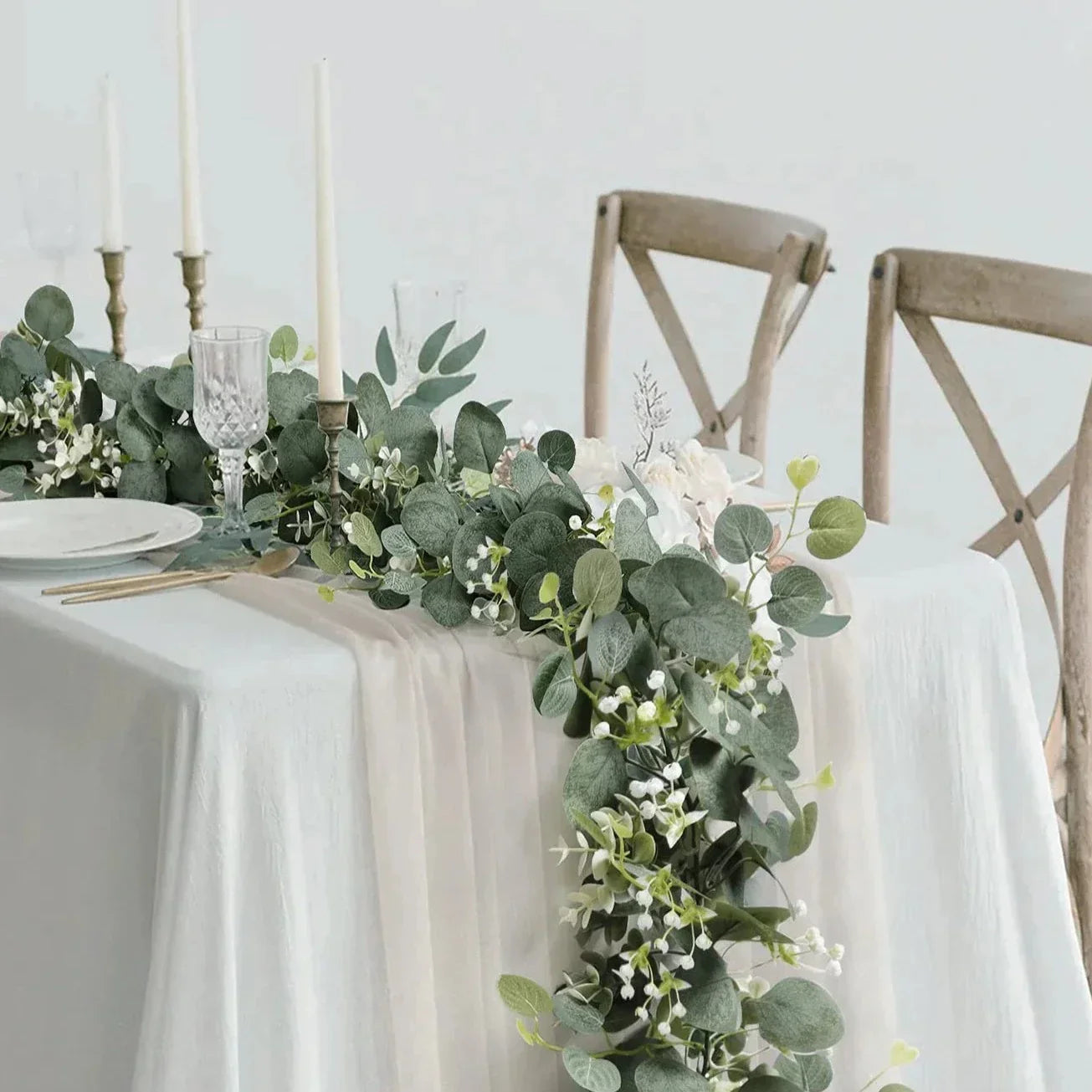 Garland Faux Eucalyptus 70 in Greenery Home Decor Wedding Party Table Mantel Staircase Accent | Thomler