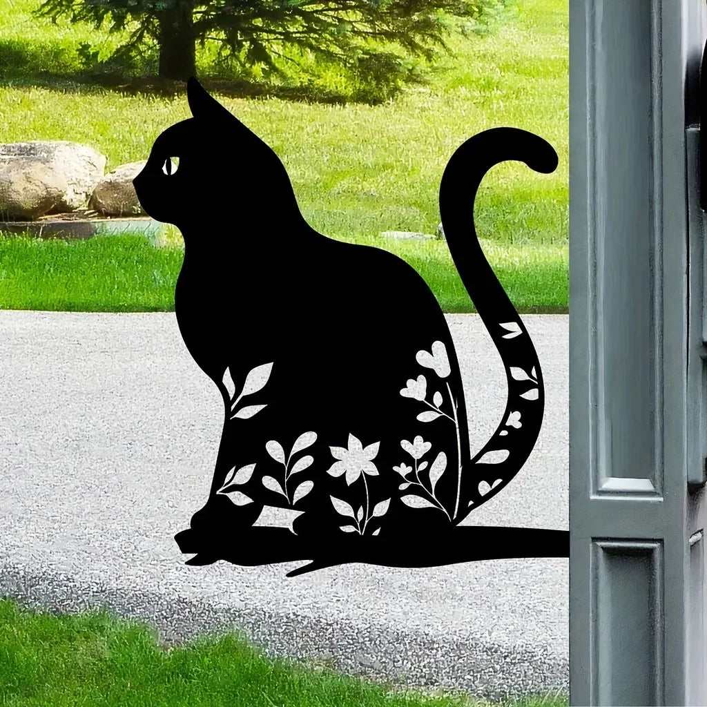 Metalowa sylwetka kota do dekoracji ogrodu i patio