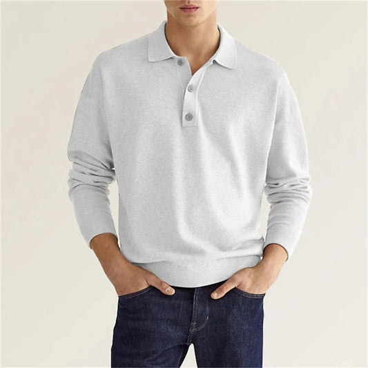 Callan | Men’s Long Sleeve Casual Knit Polo Shirt