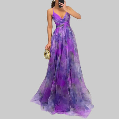 Luna | Pleated Flowing Strap Maxi Dress