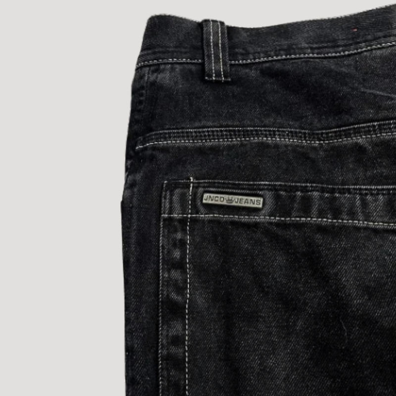 Tyven | Zwarte baggy herenbroek met hoge taille - wijde pijpen, relaxte pasvorm, streetwearstijl