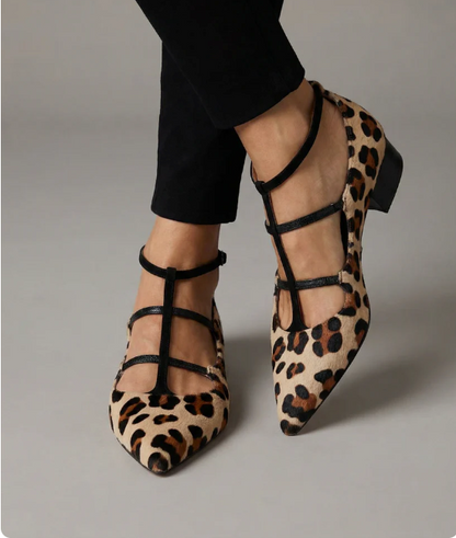 Bridget - Zapatos de tacón con correa de leopardo