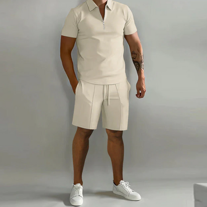 Men's Zip-Up Shirt and Shorts Set