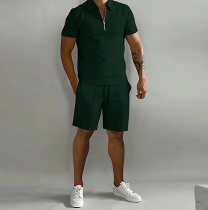 Men's Zip-Up Shirt and Shorts Set