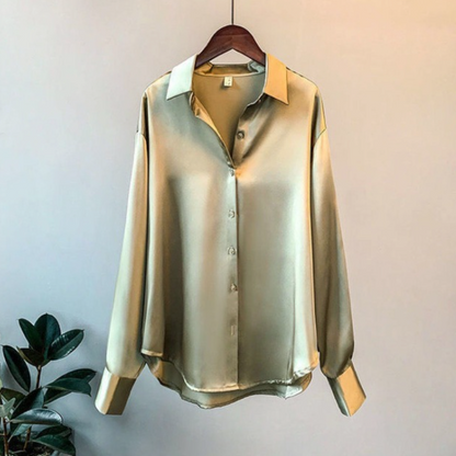 Silk-Effect Satin Women’s Shirt – Elegant Lightweight Tailored Fit for Work Evening Wear
