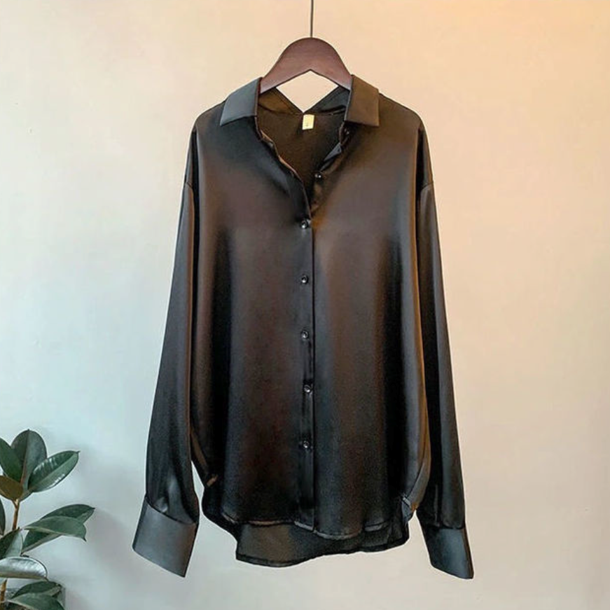 Silk-Effect Satin Women’s Shirt – Elegant Lightweight Tailored Fit for Work Evening Wear