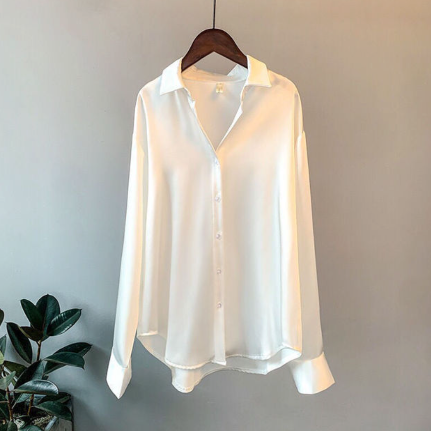 Silk-Effect Satin Women’s Shirt – Elegant Lightweight Tailored Fit for Work Evening Wear
