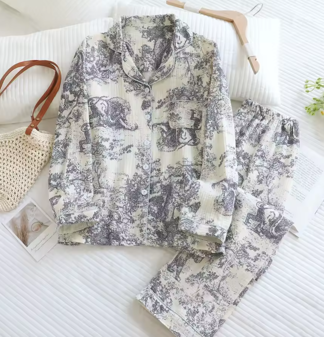 Lente/Herfst Pyjama Voor Vrouwen 100% Katoen Vrouwen Lange Mouwen Broek Tweedelige Set Scandinavische Stijl Vrouwen Homewear nachtkleding