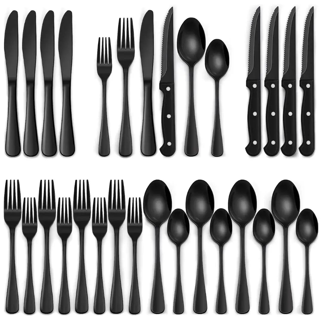 Schwarzes Besteck-Set 24-teilig – Komplett für 4 Personen Zorenza