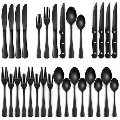 Schwarzes Besteck-Set 24-teilig – Komplett für 4 Personen Zorenza