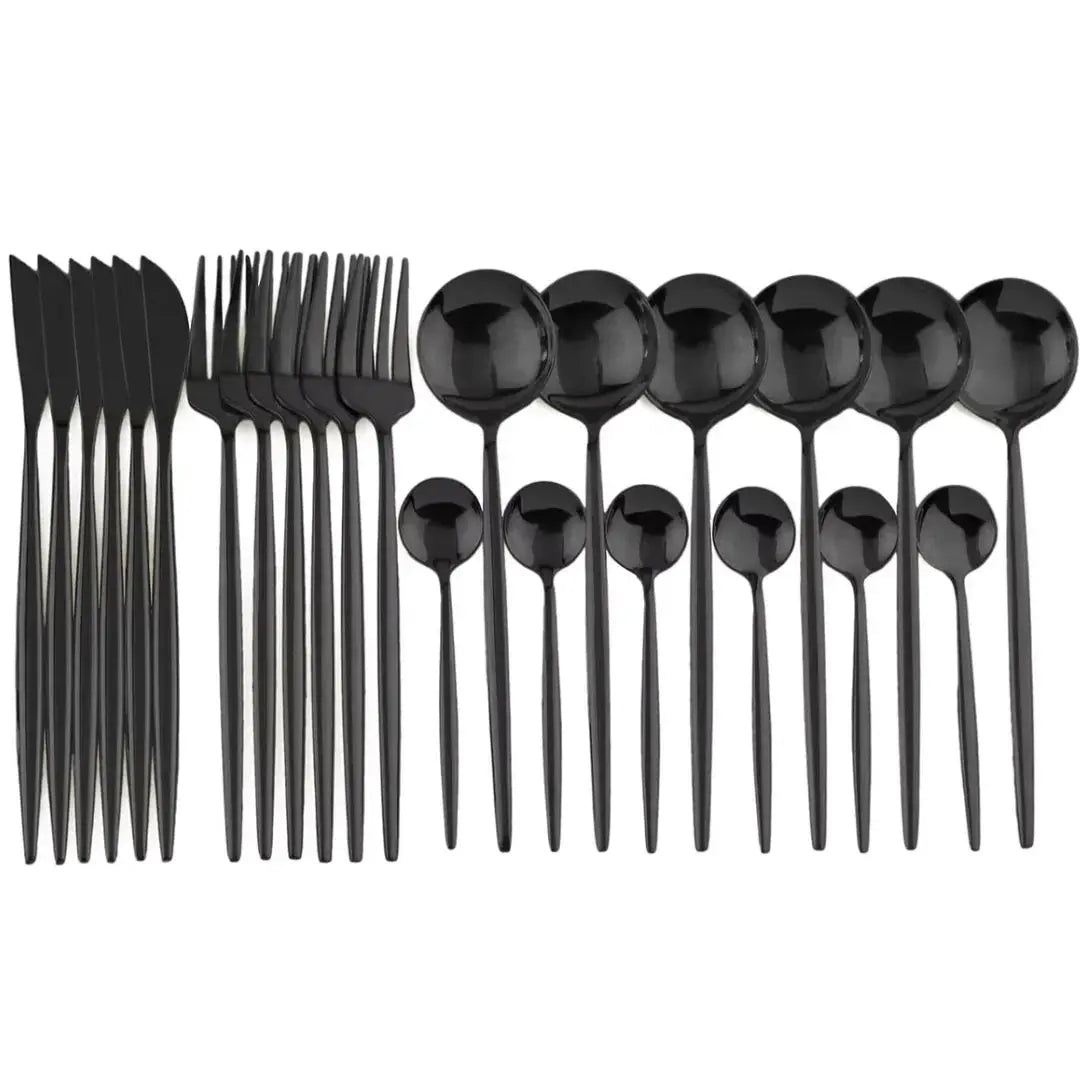 Schwarzes Besteck-Set 24-teilig – Komplett für 4 Personen Zorenza