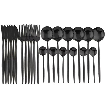 Schwarzes Besteck-Set 24-teilig – Komplett für 4 Personen Zorenza