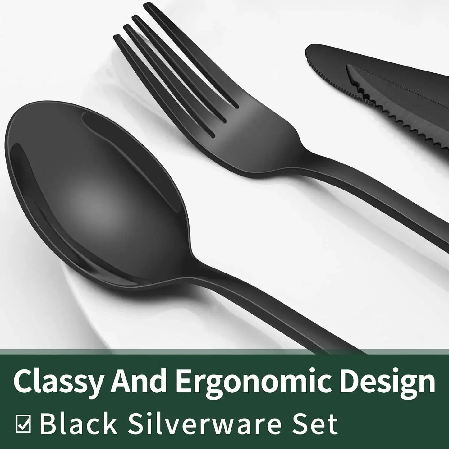 Schwarzes Besteck-Set 24-teilig – Komplett für 4 Personen Zorenza