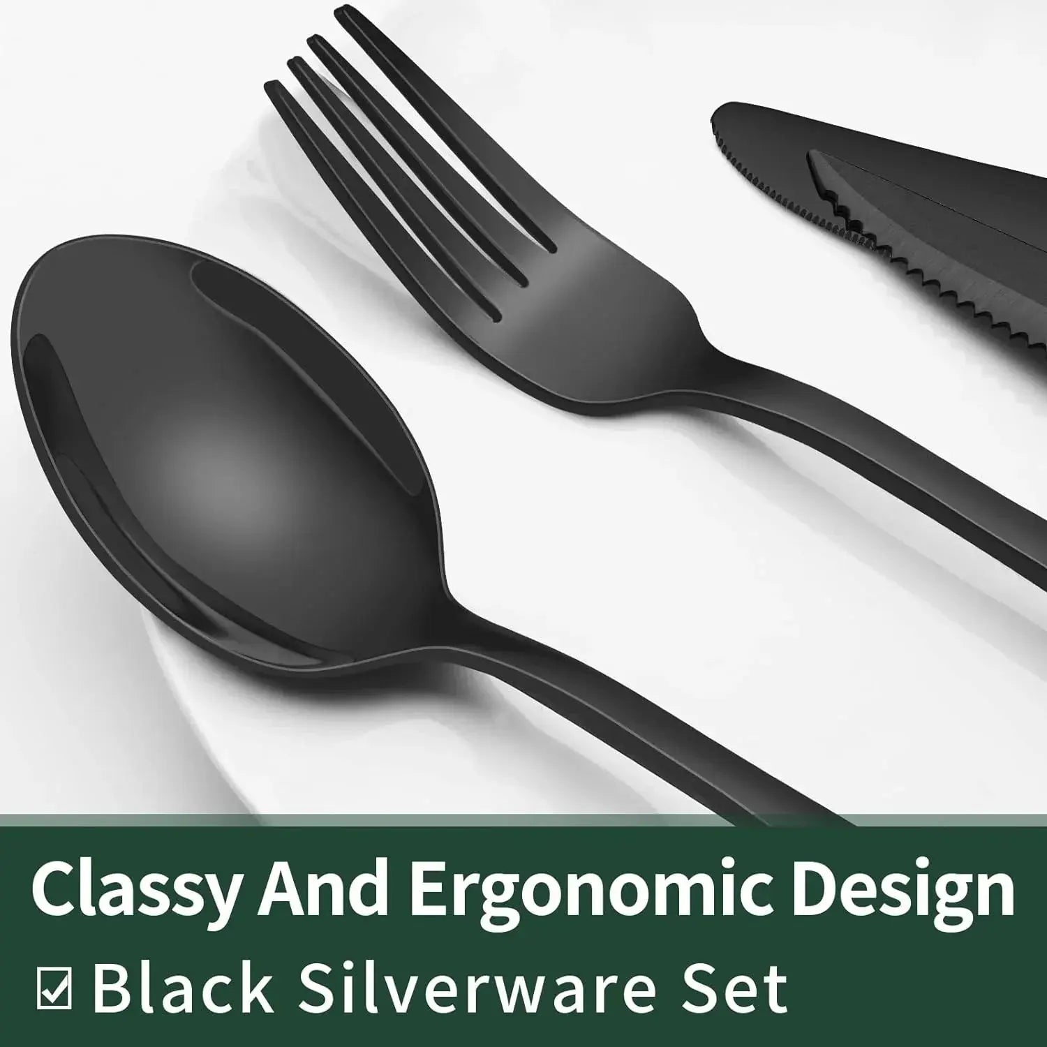 Schwarzes Besteck-Set 24-teilig – Komplett für 4 Personen Zorenza