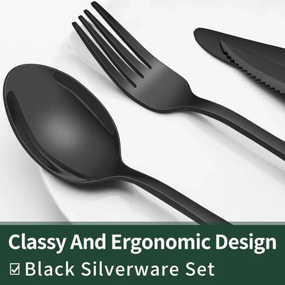 Schwarzes Besteck-Set 24-teilig – Komplett für 4 Personen Zorenza