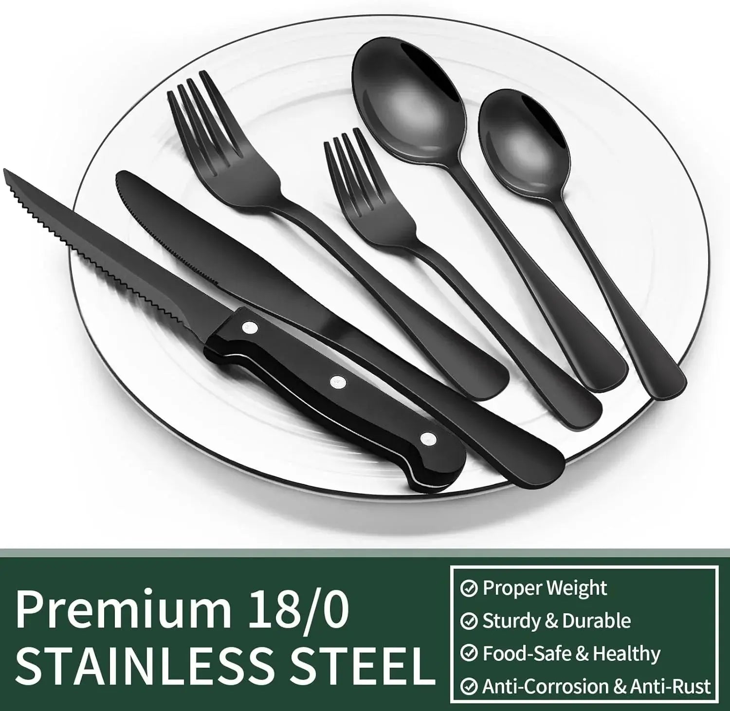 Schwarzes Besteck-Set 24-teilig – Komplett für 4 Personen Zorenza