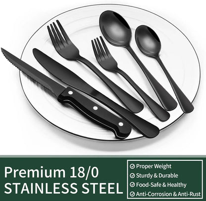 Schwarzes Besteck-Set 24-teilig – Komplett für 4 Personen Zorenza