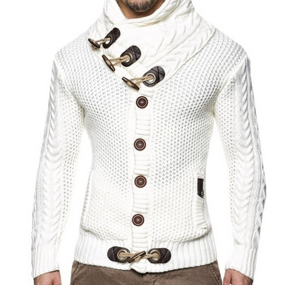 Cassius - Højhalset sweater med knapdetaljer og taljepasform