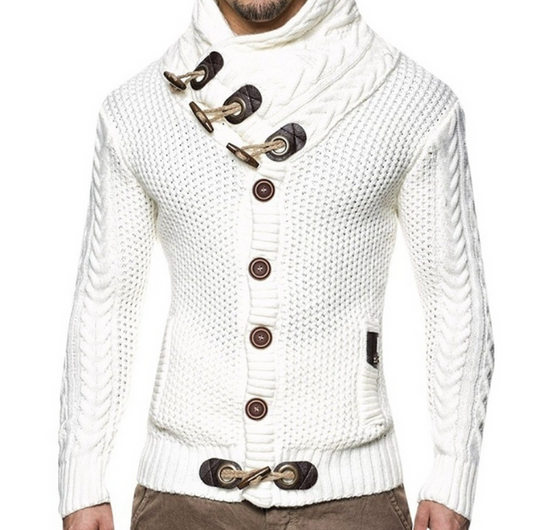 Cassius - Højhalset sweater med knapdetaljer og taljepasform