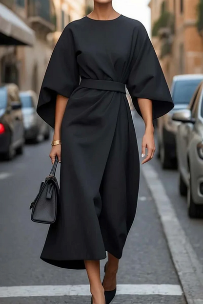 Damska Sukienka z kimono rękawami z paskiem | Midi