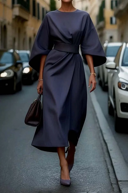 Damska Sukienka z kimono rękawami z paskiem | Midi