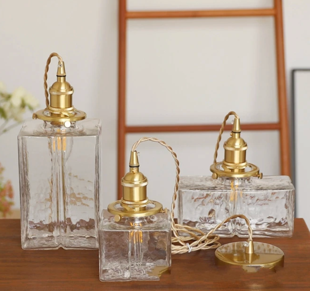 Oro Retro | Luxe Glazen Hanglamp – Gouden Accenten – Vintage Design