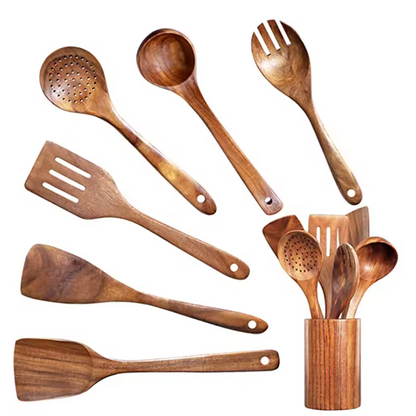 EcoWood – Luxuriöses Kochgeschirr-Set aus Holz mit Aufbewahrungseimer
