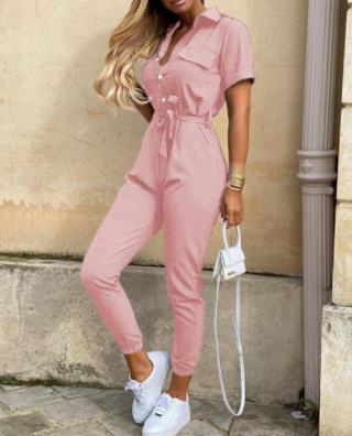 Velox - Retro jumpsuit met knopen en 70s vibes
