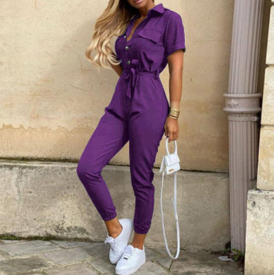 Velox - Retro jumpsuit met knopen en 70s vibes