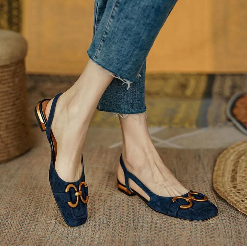 Yarvella | Damskie Czółenka Slingback na Niskim Obcasie Casual