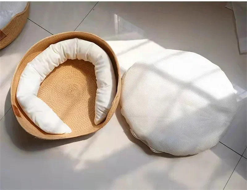 CloudBed - Eco-Friendly Woven Dog Bed Sofa – Breathable Bamboo Style Pet House for Indoor Dogs & Small Pets