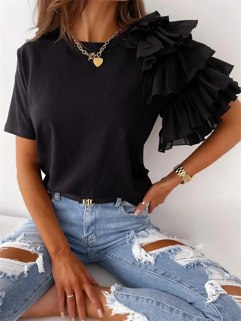Chic Top with Bold Ruffle Sleeves