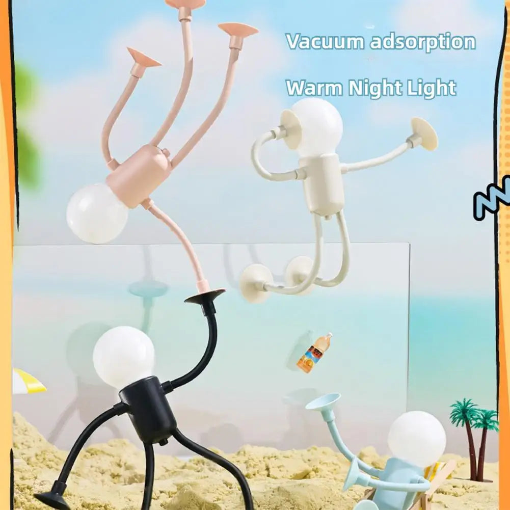 Versatile Small Humanoid Night Lights Changeable Shape Creative Fun Sportsman Table Lamps Button Battery Desk Lamps Ornament