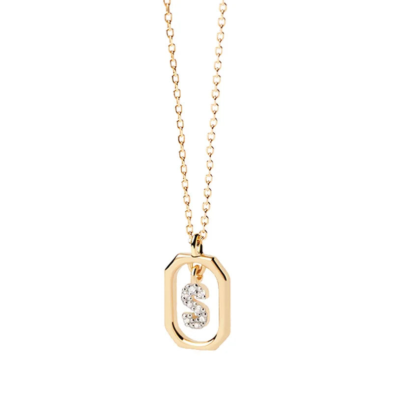 Collana Iniziale Personalizzata con Zirconi | Placcata in Oro – Ciondolo Lettera Alfabeto
