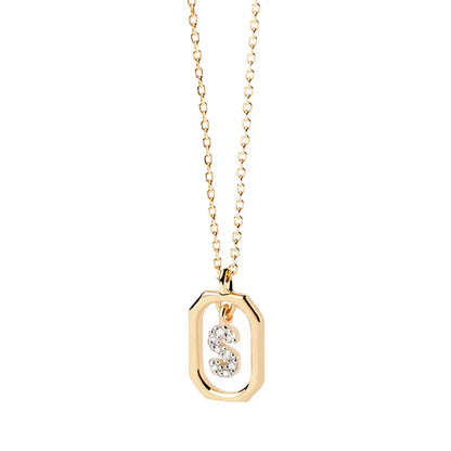 Collana Iniziale Personalizzata con Zirconi | Placcata in Oro – Ciondolo Lettera Alfabeto