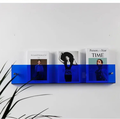 Luxora Floating Acrylic Wall Shelves-  2 Pack Modern Book Magazine Storage Rack