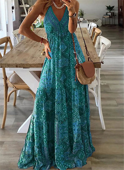 Boho-Print Schlupf-Maxikleid