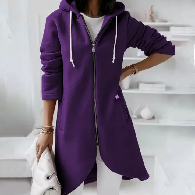 Elsie | Hooded cardigan with curved hem