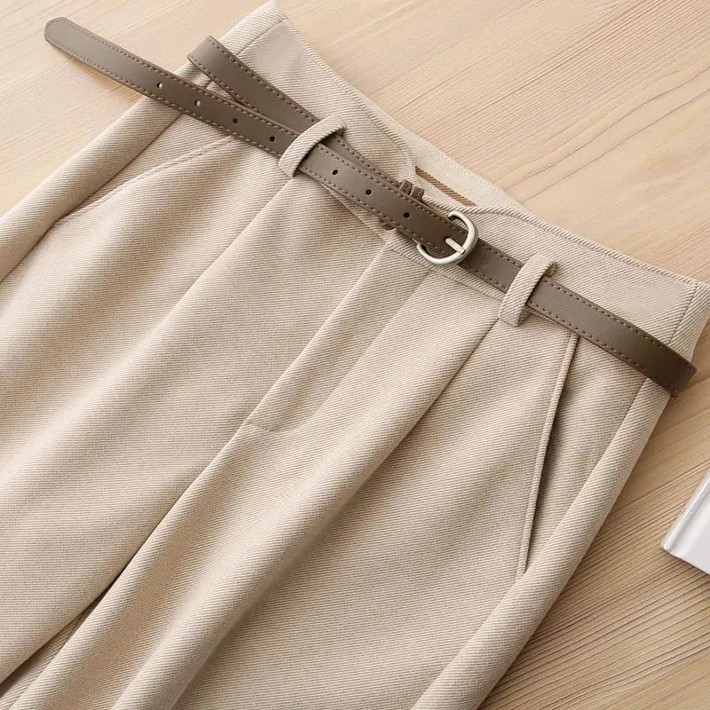 Mila - Pantalon Taille Haute Classique avec Devant Plissé