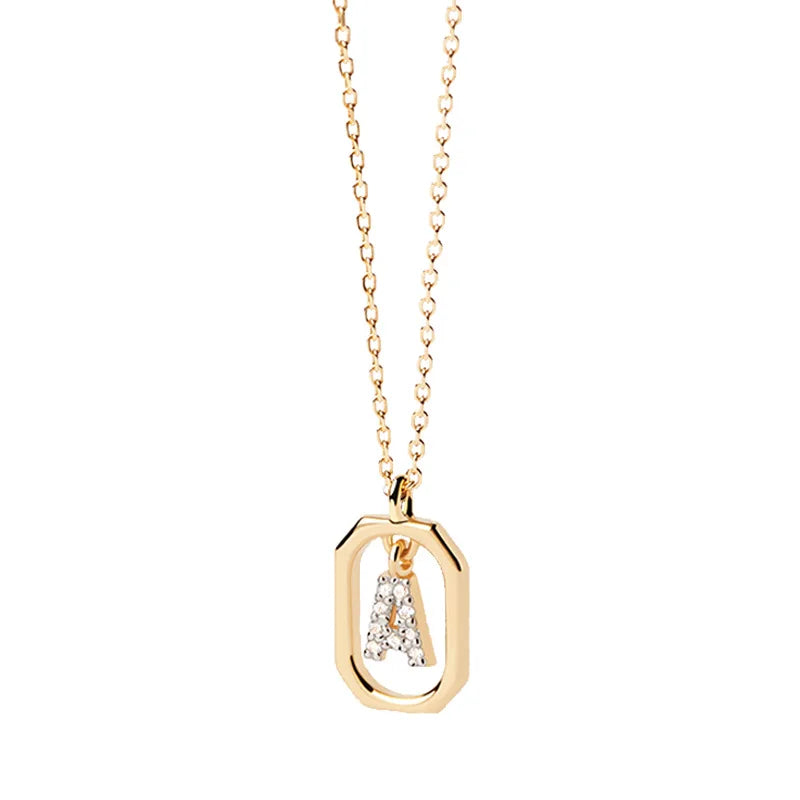 Collana Iniziale Personalizzata con Zirconi | Placcata in Oro – Ciondolo Lettera Alfabeto