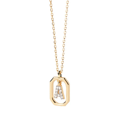 Collana Iniziale Personalizzata con Zirconi | Placcata in Oro – Ciondolo Lettera Alfabeto