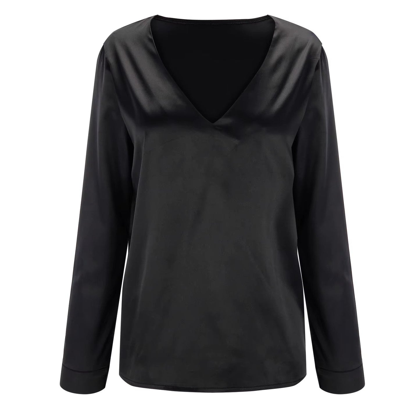 Women's Satin Blouse – Deep V Elegant Flowy Party Top