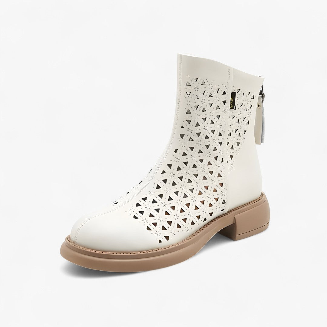 Stivali estivi con plateau traforati e cerniera posteriore - Beige - cerniera estivi plateau posteriore shoes stivali stivali estivi summer shoes traforati - Concept Palermo
