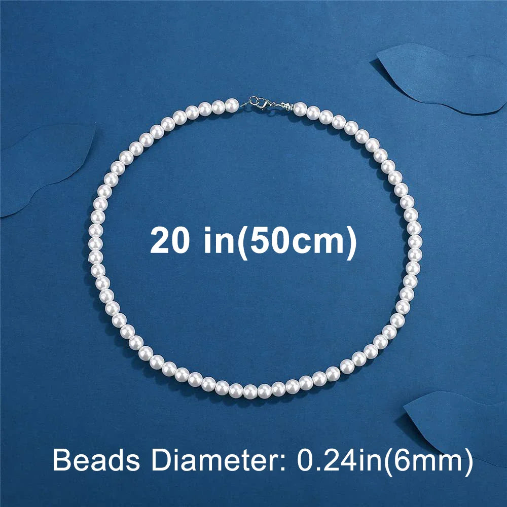 Artificial White Pearl Necklace Elegant Beaded Choker For Men Women